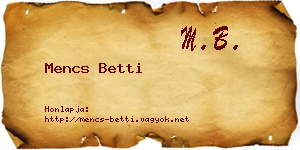 Mencs Betti névjegykártya